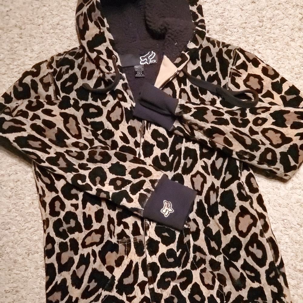 FOX Racing leopard print heavy zip up.